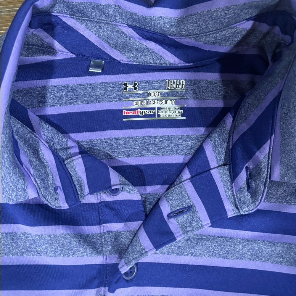 Under Armour Blue and Purple Striped Polo Shirt